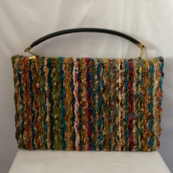 Jerry Terrence vintage carpet bag the original gold hardware brown strap multi - Picture 4 of 15